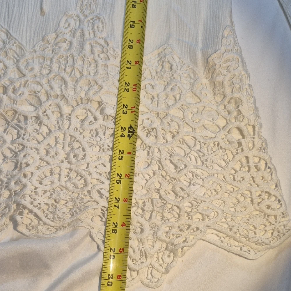 Cato Womens XL Cream Lace Trim Blouse With Flowing Sleeves - Picture 6 of 14